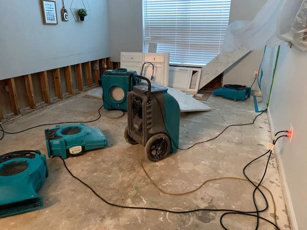 Dehumidifier in flood-cut room for Water Damage Restoration in San Rafael
